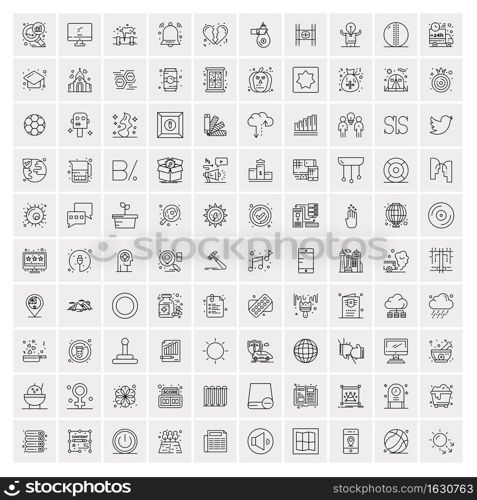 Set of 100 Creative Business Line Icons