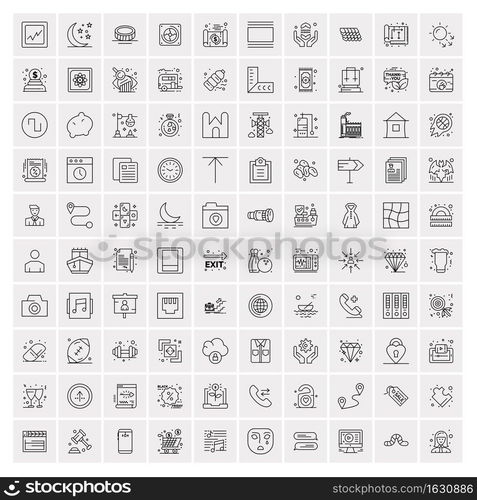 Set of 100 Creative Business Line Icons