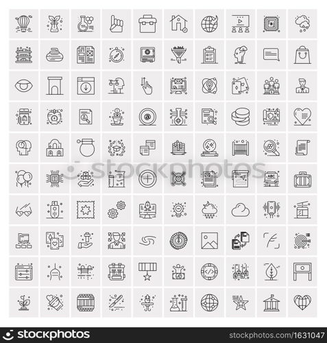 Set of 100 Creative Business Line Icons