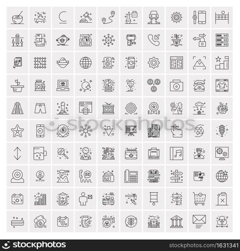 Set of 100 Creative Business Line Icons