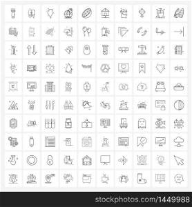 Set of 100 Line Icon Signs and Symbols of food, lemon, blood, hotel, map Vector Illustration