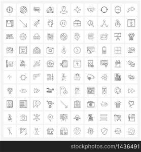 Set of 100 Modern Line Icons of map, vehicle, messages, transport, ambulance Vector Illustration