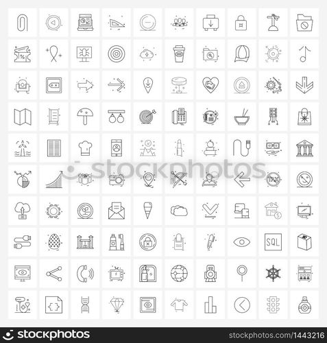 Set of 100 Modern Line Icons of minus, circle, banking, school, geometry Vector Illustration