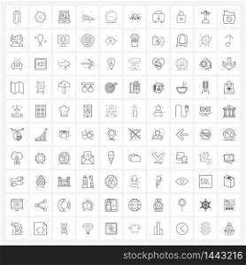 Set of 100 Modern Line Icons of minus, circle, banking, school, geometry Vector Illustration