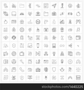 Set of 100 Simple Line Icons for Web and Print such as heart, love, folder, lab, chemical Vector Illustration