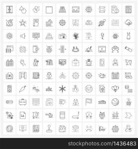 Set of 100 Simple Line Icons of bottom, day, tag, date, dollar Vector Illustration