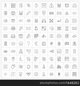 Set of 100 UI Icons and symbols for activity, timer, unlock, hand watch, file Vector Illustration