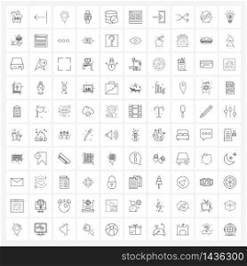 Set of 100 UI Icons and symbols for cash, sport, navigation, gym, wrist watch Vector Illustration