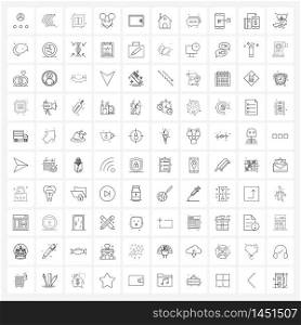 Set of 100 UI Icons and symbols for money, mouse, button, mice, head Vector Illustration