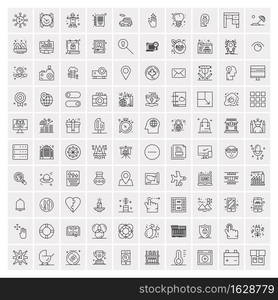 Set of 100 Universal Modern Thin Line Icons for Mobile and Web. Mix Business icons Like Arrows, Avatars , Smileys, Business, Weather