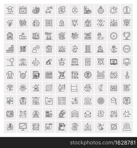 Set of 100 Universal Modern Thin Line Icons for Mobile and Web. Mix Business icons Like Arrows, Avatars , Smileys, Business, Weather