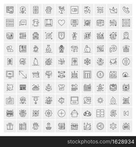 Set of 100 Universal Modern Thin Line Icons for Mobile and Web. Mix Business icons Like Arrows, Avatars , Smileys, Business, Weather