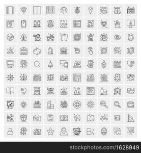 Set of 100 Universal Modern Thin Line Icons for Mobile and Web. Mix Business icons Like Arrows, Avatars , Smileys, Business, Weather