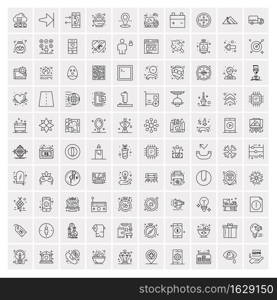 Set of 100 Universal Modern Thin Line Icons for Mobile and Web. Mix Business icons Like Arrows, Avatars , Smileys, Business, Weather