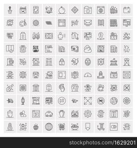 Set of 100 Universal Modern Thin Line Icons for Mobile and Web. Mix Business icons Like Arrows, Avatars , Smileys, Business, Weather