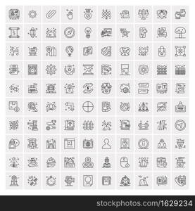 Set of 100 Universal Modern Thin Line Icons for Mobile and Web. Mix Business icons Like Arrows, Avatars , Smileys, Business, Weather