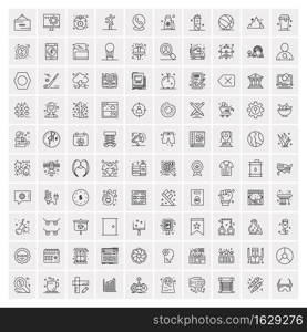 Set of 100 Universal Modern Thin Line Icons for Mobile and Web. Mix Business icons Like Arrows, Avatars , Smileys, Business, Weather