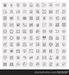 Set of 100 Universal Modern Thin Line Icons for Mobile and Web. Mix Business icons Like Arrows, Avatars , Smileys, Business, Weather