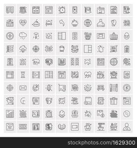 Set of 100 Universal Modern Thin Line Icons for Mobile and Web. Mix Business icons Like Arrows, Avatars , Smileys, Business, Weather