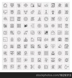 Set of 100 Universal Modern Thin Line Icons for Mobile and Web. Mix Business icons Like Arrows, Avatars , Smileys, Business, Weather