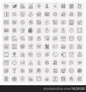 Set of 100 Universal Modern Thin Line Icons for Mobile and Web. Mix Business icons Like Arrows, Avatars , Smileys, Business, Weather