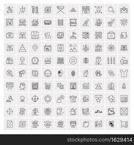 Set of 100 Universal Modern Thin Line Icons for Mobile and Web. Mix Business icons Like Arrows, Avatars , Smileys, Business, Weather