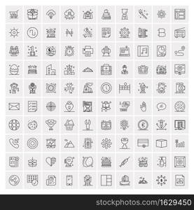 Set of 100 Universal Modern Thin Line Icons for Mobile and Web. Mix Business icons Like Arrows, Avatars , Smileys, Business, Weather