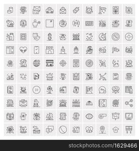 Set of 100 Universal Modern Thin Line Icons for Mobile and Web. Mix Business icons Like Arrows, Avatars , Smileys, Business, Weather