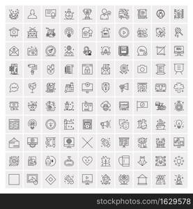 Set of 100 Universal Modern Thin Line Icons for Mobile and Web. Mix Business icons Like Arrows, Avatars , Smileys, Business, Weather