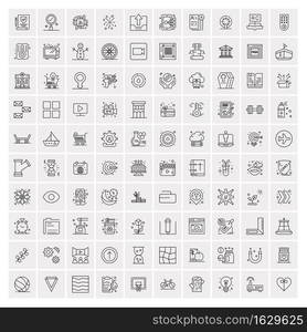 Set of 100 Universal Modern Thin Line Icons for Mobile and Web. Mix Business icons Like Arrows, Avatars , Smileys, Business, Weather