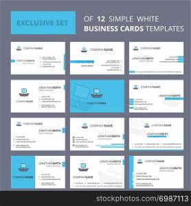 Set of 12 Boat Creative Busienss Card Template. Editable Creative logo and Visiting card background