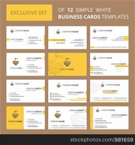 Set of 12 Bowl Creative Busienss Card Template. Editable Creative logo and Visiting card background
