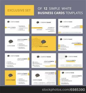 Set of 12 Brain Creative Busienss Card Template. Editable Creative logo and Visiting card background