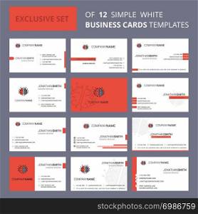Set of 12 Brain processor Creative Busienss Card Template. Editable Creative logo and Visiting card background