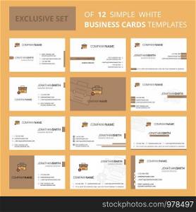 Set of 12 Breifcase Creative Busienss Card Template. Editable Creative logo and Visiting card background