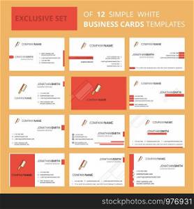 Set of 12 Butcher knife Creative Busienss Card Template. Editable Creative logo and Visiting card background