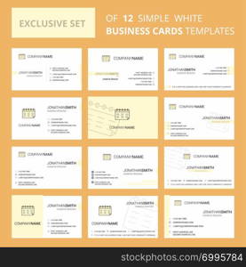 Set of 12 Calendar Creative Busienss Card Template. Editable Creative logo and Visiting card background