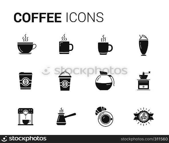 Set of 12 coffee icons, vector eps10 illustration. Coffee Icons