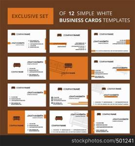 Set of 12 Couch Creative Busienss Card Template. Editable Creative logo and Visiting card background