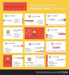 Set of 12 Cube Creative Busienss Card Template. Editable Creative logo and Visiting card background