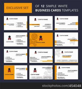 Set of 12 Danger Creative Busienss Card Template. Editable Creative logo and Visiting card background