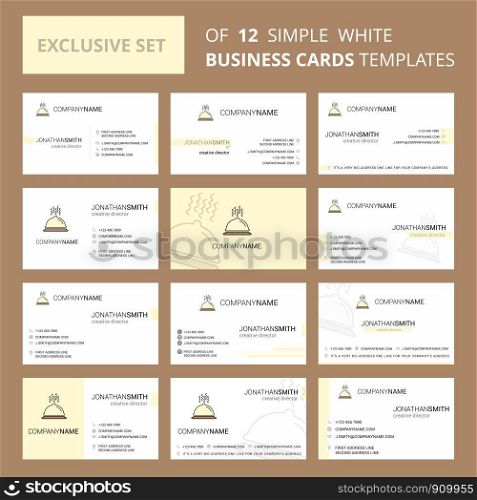 Set of 12 Dish Creative Busienss Card Template. Editable Creative logo and Visiting card background