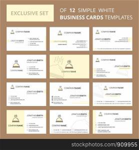 Set of 12 Dish Creative Busienss Card Template. Editable Creative logo and Visiting card background