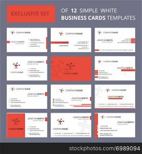 Set of 12 Grave Creative Busienss Card Template. Editable Creative logo and Visiting card background