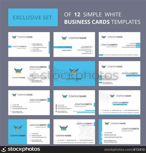 Set of 12 Helmet Creative Busienss Card Template. Editable Creative logo and Visiting card background