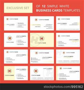 Set of 12 Hospital Creative Busienss Card Template. Editable Creative logo and Visiting card background