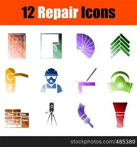 Set of 12 icons on Home Repair theme. Color Ladder Design. Fully editable vector illustration. Text expanded.