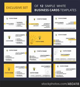 Set of 12 Idea Creative Busienss Card Template. Editable Creative logo and Visiting card background