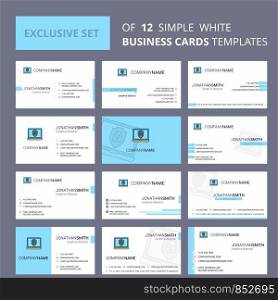 Set of 12 Laptop protected Creative Busienss Card Template. Editable Creative logo and Visiting card background