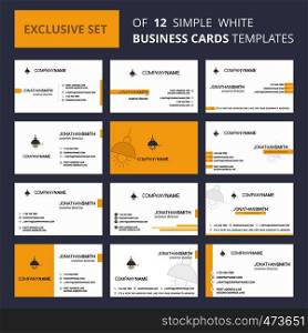 Set of 12 Light Creative Busienss Card Template. Editable Creative logo and Visiting card background